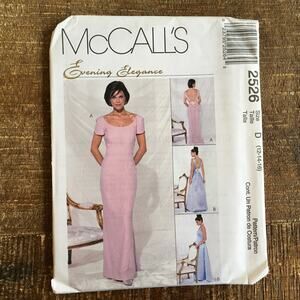 McCalls 2526 Misses Formal Mermaid Dress w/ Detachable Train Pattern 12-16 UNCUT